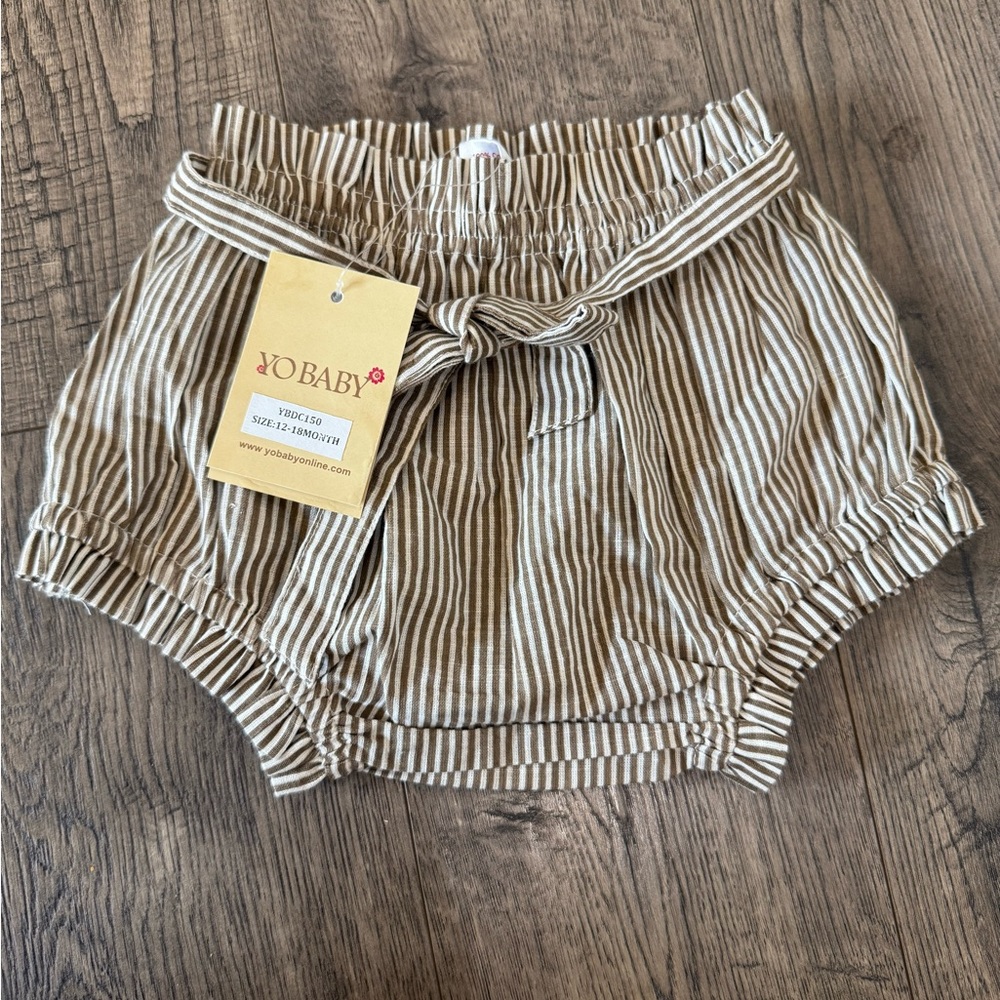 Yo Baby Striped Brown Baby Shorts